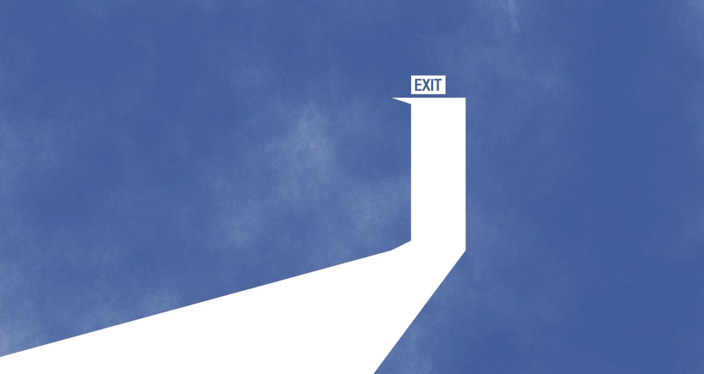 graphic of exit door opened