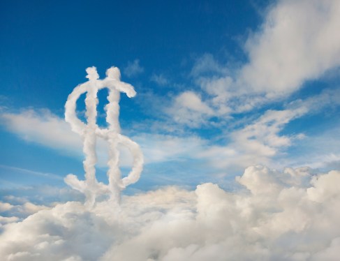 Dollar sign in cloudy sky