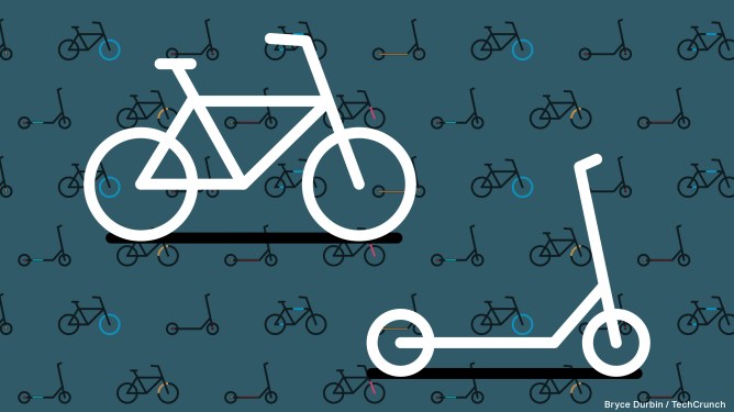 micromobility illustrated; a bike and a scooter