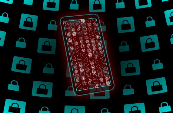 illustration of smartphone with padlocks in background
