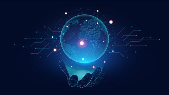 Futuristic Globe with connection network