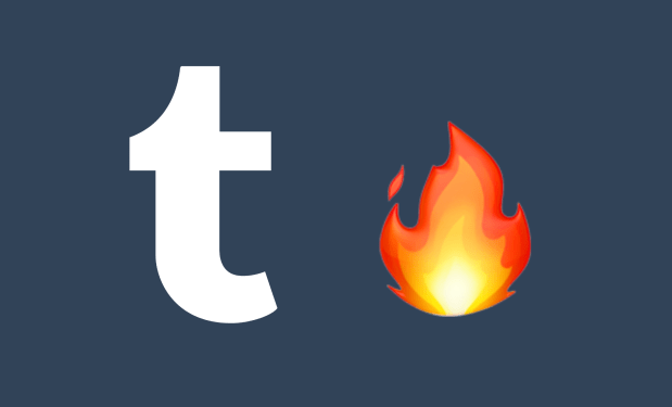 the tumblr logo next to a fire emoji