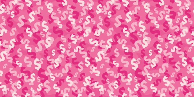 Montage of pink dollar signs