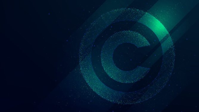 Copyright symbol and concept illustration depicting intellectual property