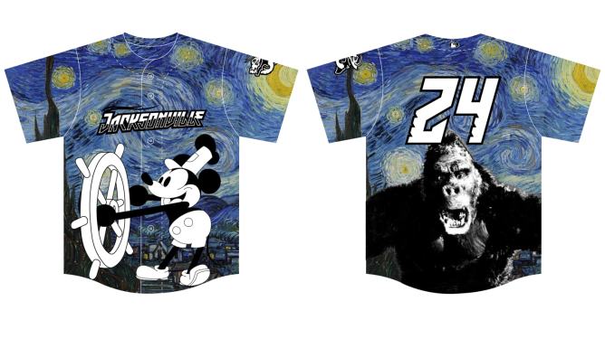 baseball jerseys with Disney-themed graphics