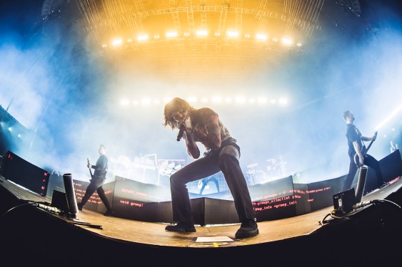 Oliver Sykes of Bring Me The Horizon performs at Palacio Vistalegre Arena on February 18, 2023 in Madrid, Spain. (Photo by Javier Bragado/WireImage/GettyImages)