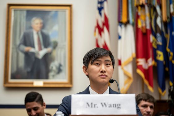CEO of Scale AI Alexandr Wang testifies during a House Armed Services Subcommittee on Cyber, Information Technologies and Innovation hearing about artificial intelligence on Capitol Hill July 18, 2023 in Washington, DC.