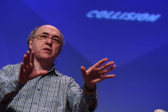 Stephen Wolfram speaking at the Collision Conference in New Orleans in May 2018.