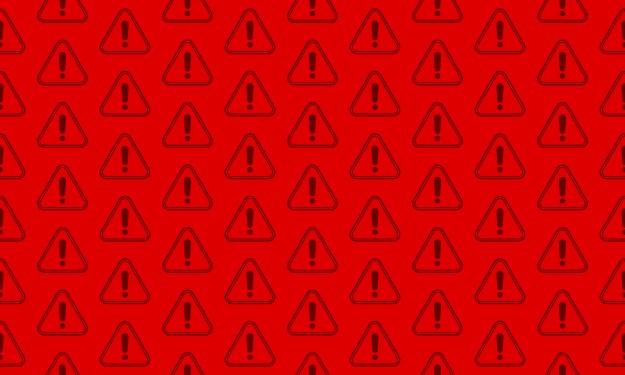 Triangular exclamation mark warning sign seamless pattern background