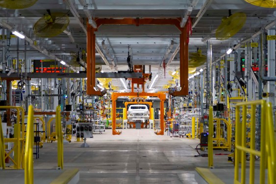 Renovations and new construction continue at General Motors Factory ZERO Friday, July 2, 2021, in Detroit, Michigan. GM is investing $2.2 billion to convert the former Detroit-Hamtramck Assembly plant into its first fully dedicated electric vehicle assembly facility. (Photo by Jeffrey Sauger for General Motors)