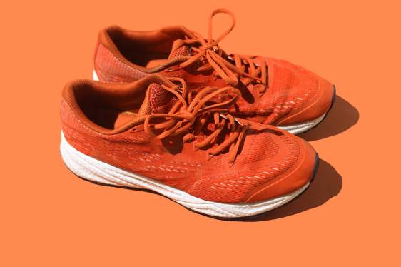 pair of used running shoes