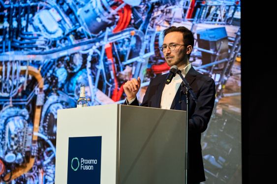 2025-03-11 - Photo from Proxima Fusion’s Munich lab opening event, featuring remarks by Proxima CEO Francesco Sciortino - image credits Fabian Vogl for Proxima Fusion