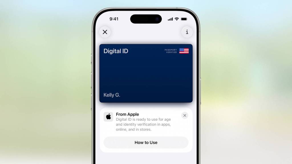 Apple Wallet shows a digital ID.