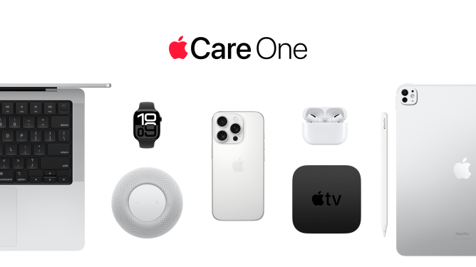 AppleCare One logo with devices pictured