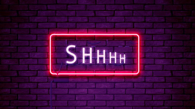 "SHHHH" Sign In Neon Lights