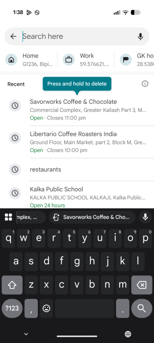 A Screenshot of the Magic Cue feature in Pixel 10 Pro that shows the feature surfacing a coffee place saved from screeshots to the Maps app