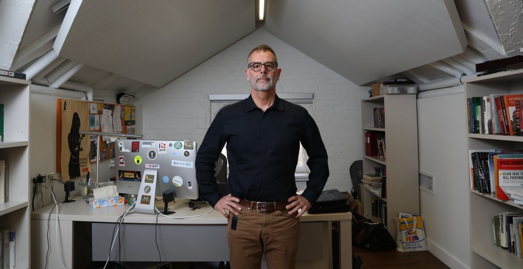 Ron Deibert, founder and director of digital rights research group Citizen Lab at his office inside the Munk School of Global Affairs and Public Policy at the University of Toronto.