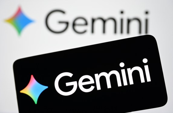 a Gemini logo of a generative artificial intelligence chatbot developed by Google AI is seen on a smartphone