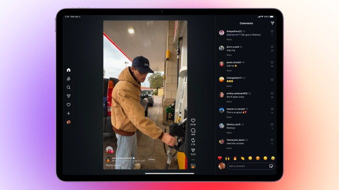 An Image displaying Instagram for iPad that has a Reel open with comments on the side.
