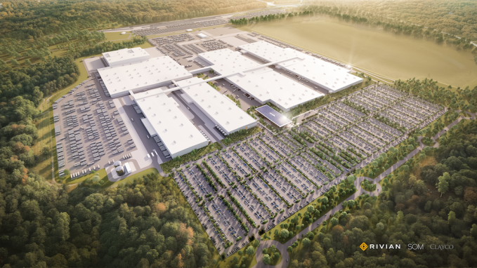 A rendering of Rivian's Georgia factory