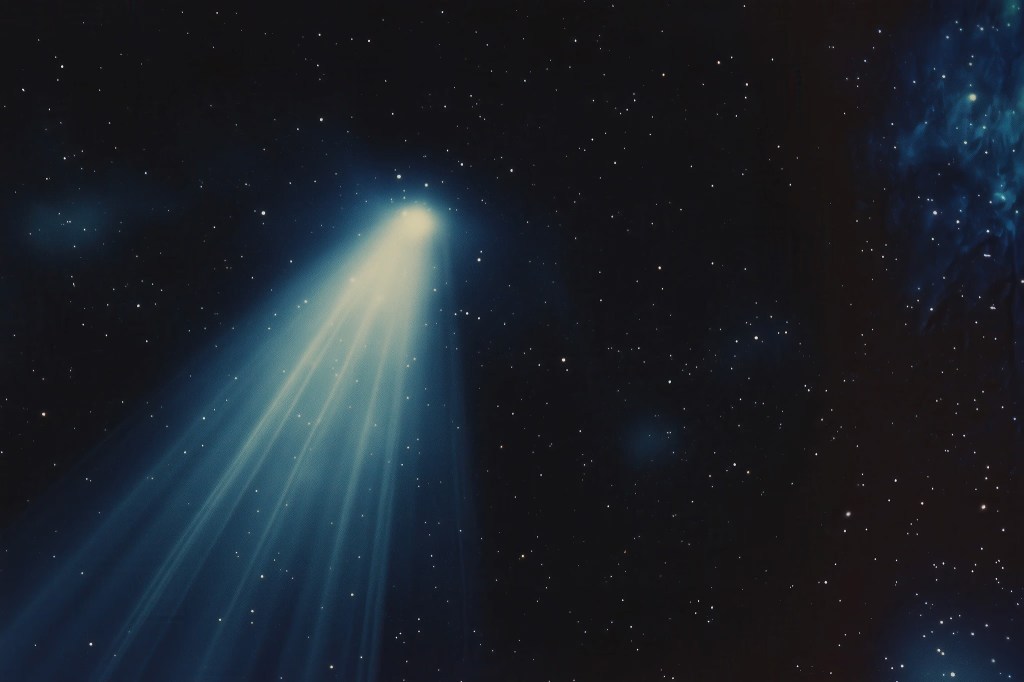 render of a comet shooting thru space