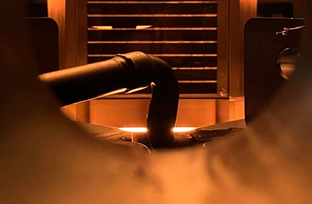 A thermophotovoltaic cell sits inside Fourth Power's test rig.