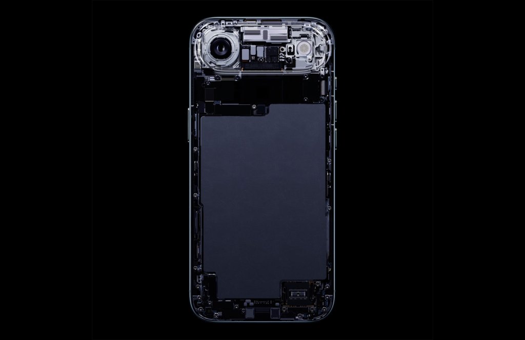 An illustration show's the internals of the Apple iPhone Air