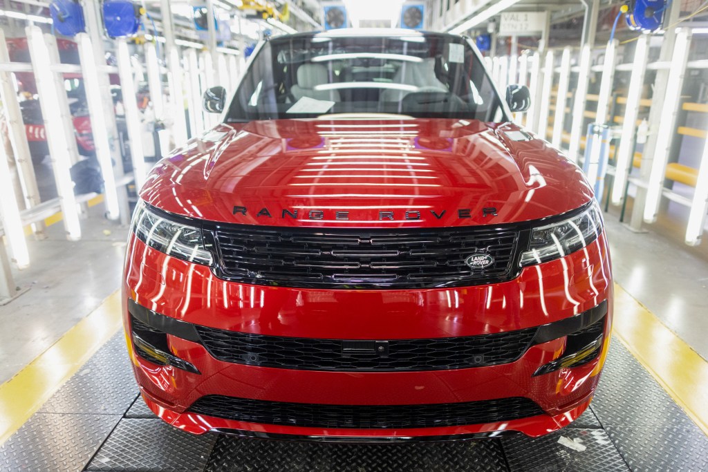 A Range Rover Sport sports utility vehicle (SUV) at the end of the production line at Tata Motors Ltd.'s Jaguar Land Rover vehicle manufacturing plant in Solihull, UK, on Friday, Jan. 20, 2023.