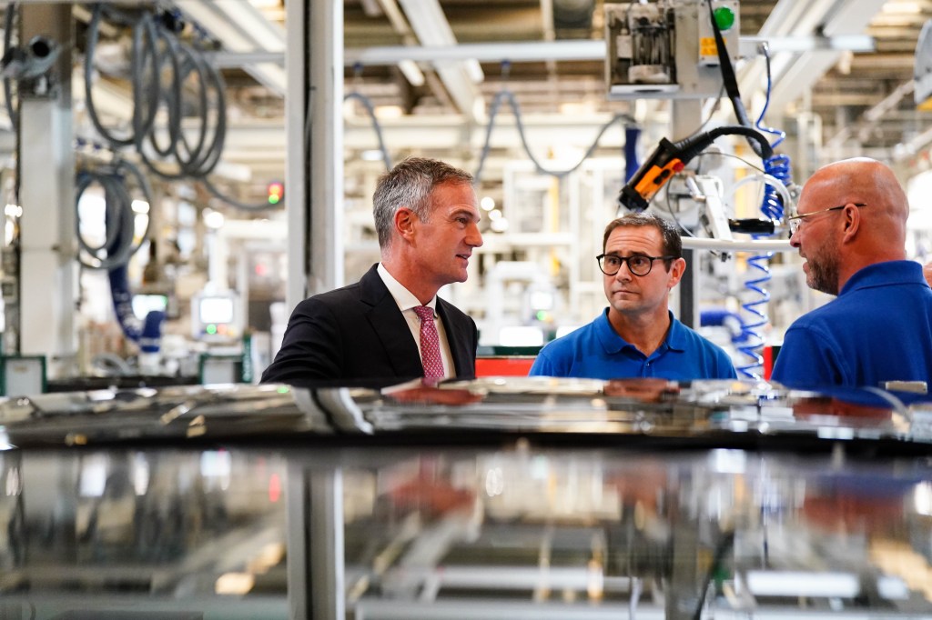 Secretary of State for Business and Trade Peter Kyle MP during a visit to Jaguar Land Rover (JLR) supplier, Webasto, in Sutton Coldfield in the West Midlands, as the carmaker extended its shutdown in the wake of a cyber attack. JLR, the UK's largest carmaker, has extended its pause in production until October 1, having a knock-on impact to the companies that supply it.