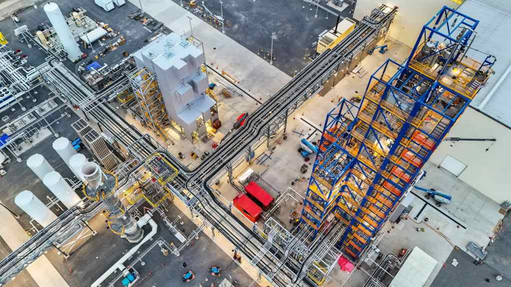 Pipes carry gases at Sila's Moses Lake factory.